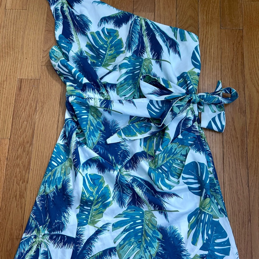 Cupshe Blue and Green Asymmetrical Dress M